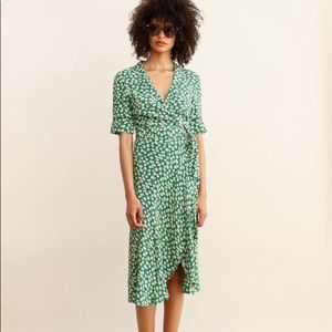 Ganni Dalton Crepe Dress Verdant Green 34 …